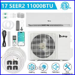 11,000 BTU Ductless Air Conditioner, Heat Pump Mini Split 17 SEER With/KIT, Wifi