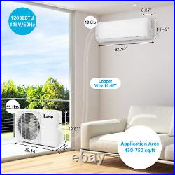 12000 BTU 19 SEER Ductless Mini-Split Air Conditioner With WIFI/Cooling/Heating