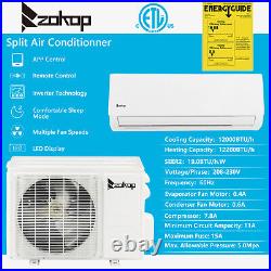 12000 BTU 19 SEER Ductless Mini-Split Air Conditioner With WIFI/Cooling/Heating