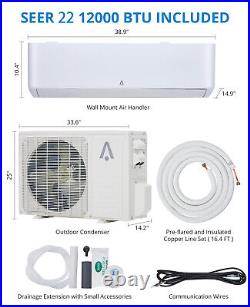 12000 BTU Air Conditioner Heat Pump Ductless Mini Split AC 22 SEER2 110V 1 Ton