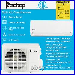 12000 BTU Mini Split Air Conditioner Cooling Heat Pump Systems 230V 19 SEER Home