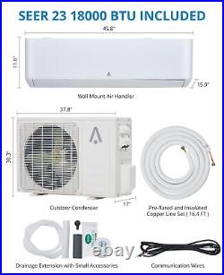 18000 BTU AC Ductless Mini Split Air Conditioner Inverter Heat Pump 23 SEER