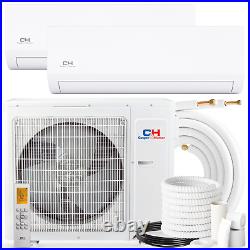 18000 BTU Dual 2 Zone Mini Split Heat Pump Air Conditioner 22.5 SEER 9000 12000