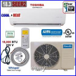 18000 BTU Ductless 18.3 SEER2 Air Conditioner Heat Pump Mini Split 220V 1.5 Ton