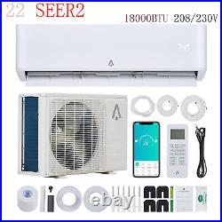 18000 BTU Mini Split Air Conditioner Inverter 23 SEER2 Heat Pump 220V Wifi Withkit