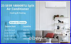 18000 BTU Smart Ductless Air Conditioner Heat Pump 23 SEER2 INVERTER Mini Split