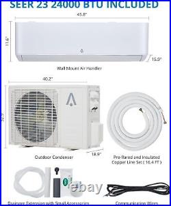 24000BTU Ductless Air Conditioner 23 SEER2 Inverter AC Heat Pump Mini Split 2Ton