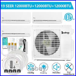 27000 BTU 208 /230V 19 SEER Tri 3 Zone Wifi Mini Split Heat Pump Air Conditioner