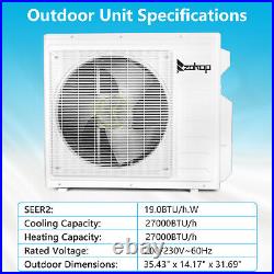 27000 BTU 208 /230V 19 SEER Tri 3 Zone Wifi Mini Split Heat Pump Air Conditioner