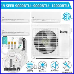 27000 BTU Tri Zone Mini Split AC/Heating System 9000 + 9000+12000 BTU, 19 SEER2