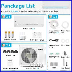 27000 BTU Tri Zone Mini Split AC/Heating System 9000 + 9000+12000 BTU, 19 SEER2