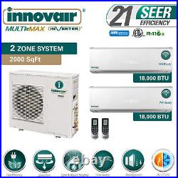 36000 BTU Dual Zone Ductless Mini Split Air Conditioner Heat Pump SEER 21 Multi