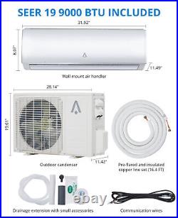 9000BTU Mini Split Ductless Air Conditioner &Heat Pump 19 SEER2 Inverter AC WiFi