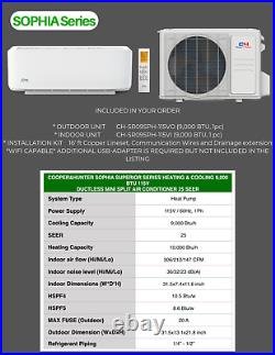 9000 BTU 115V 25 SEER Sophia Superior Mini Split Heat Pump Air Conditioner