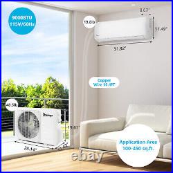 9000 BTU AC Ductless Mini Split Air Conditioner Cooling/Heating 19 SEER Inverter