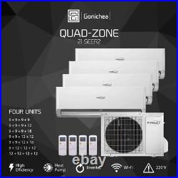 Quad Zone 23.1 SEER2 Ductless Mini Split Air Conditioner Inverter Wifi Heat Pump