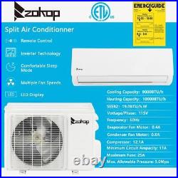 ZOKOP 9000 BTU Air Conditioner Mini Split 19 SEER AC Heat Cooling Home Systems